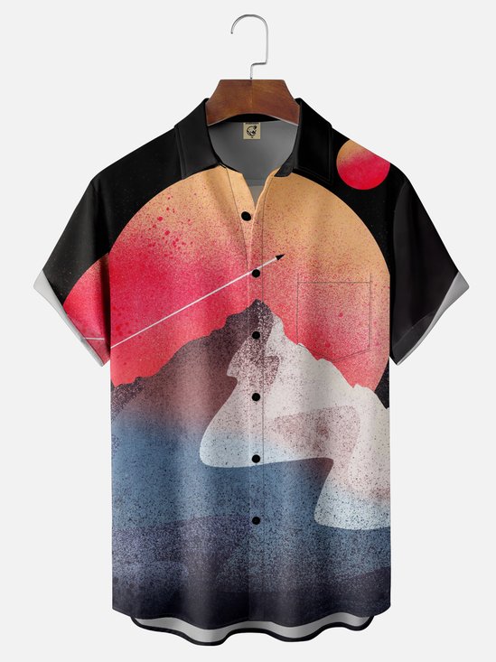 Hardaddy x Stephen Wade Moisture Wicking Abstract Art Geometric Chest Pocket Hawaiian Shirt