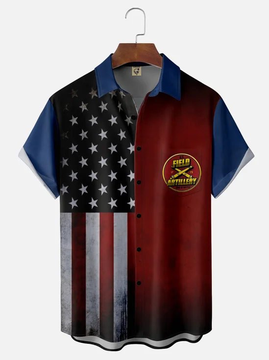 Moisture Wicking Field Artillery Patch Chest Pocket Hawaiian Shirt