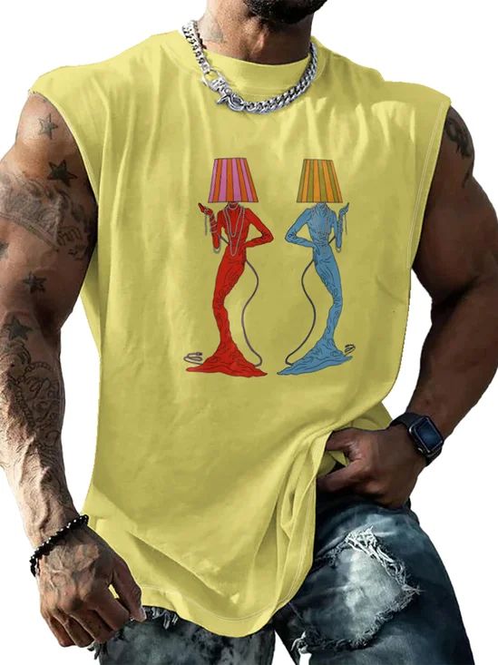 Hardaddy X Artist Janet Johnson Mens Crewneck Tank Tops Mermaid Table Lamp Beach Sleeveless Shirt