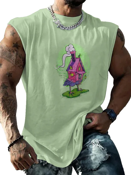 Hardaddy X Artist Marcio Lima Mens Crewneck Tank Tops House Chicken Beach Sleeveless Shirt