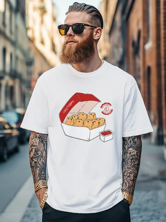 Hardaddy x Kimprut Imut Men's Chicken Nuggets Fun Art Fitted T-shirts