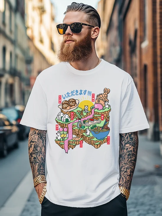 Hardaddy x Kimprut Imut Men's Japanese American Cat Art Fitted T-shirts