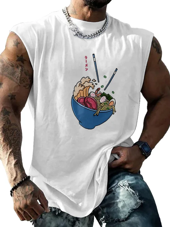Hardaddy X Artist Kimprut Imut Mens Crewneck Tank Tops Japanese Ramen Beach Sleeveless Shirt