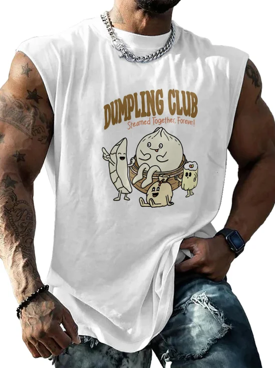 Hardaddy X Artist Kimprut Imut Mens Crewneck Tank Tops Dumplings Siumai Xiaolongbao Beach Sleeveless Shirt