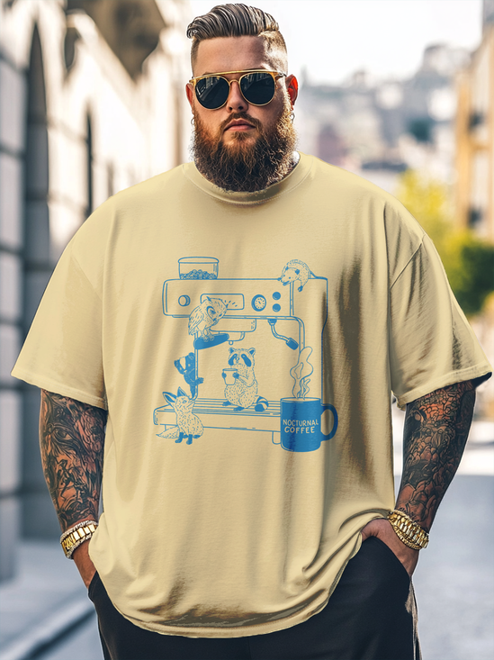 Hardaddy x Kimprut Imut Big Size Men's Raccoon Fun Sewing Machine Art Loose T-shirt