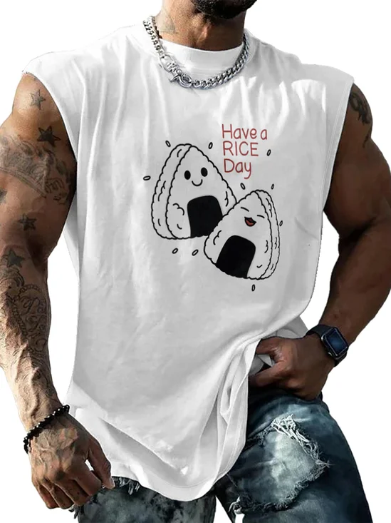 Hardaddy X Artist Kimprut Imut Mens Crewneck Tank Tops Japanese Rice Balls Beach Sleeveless Shirt