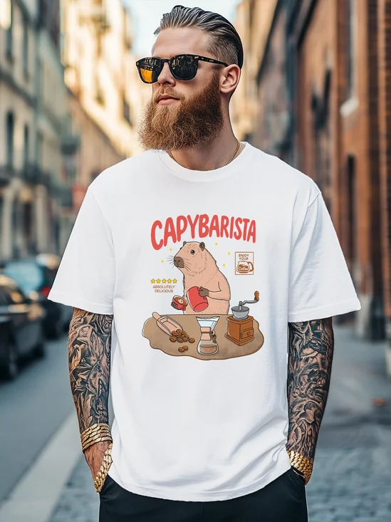 Hardaddy x Kimprut Imut Men's Guinea Pig Coffee Art Fitted T-shirts