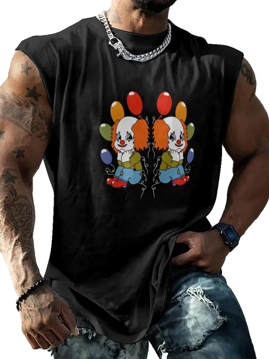 Hardaddy X Artist Janet Johnson Mens Crewneck Tank Tops Clown Beach Sleeveless Shirt