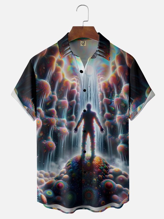 Hardaddy x Yunus Appak Moisture-wicking Magic Figure Abstract Art Chest Pocket Casual Shirt