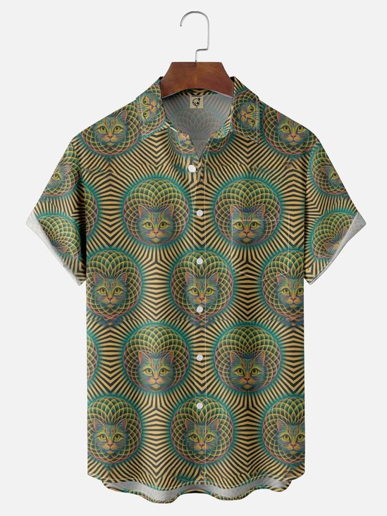 Hardaddy x Yunus Appak Moisture-wicking Magic Cat Art Chest Pocket Casual Shirt