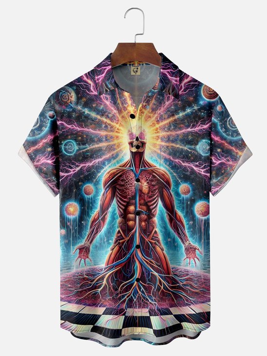 Hardaddy x Yunus Appak Moisture-wicking Magic Figure Abstract Art Chest Pocket Casual Shirt