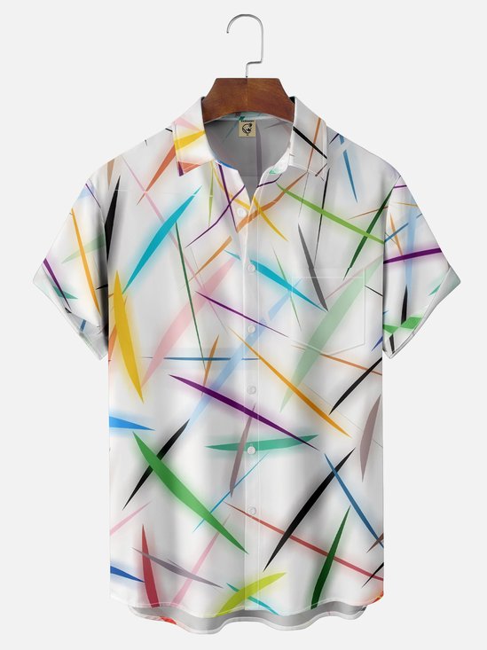 Moisture-wicking Abstract Art Print Chest Pocket Casual Shirt