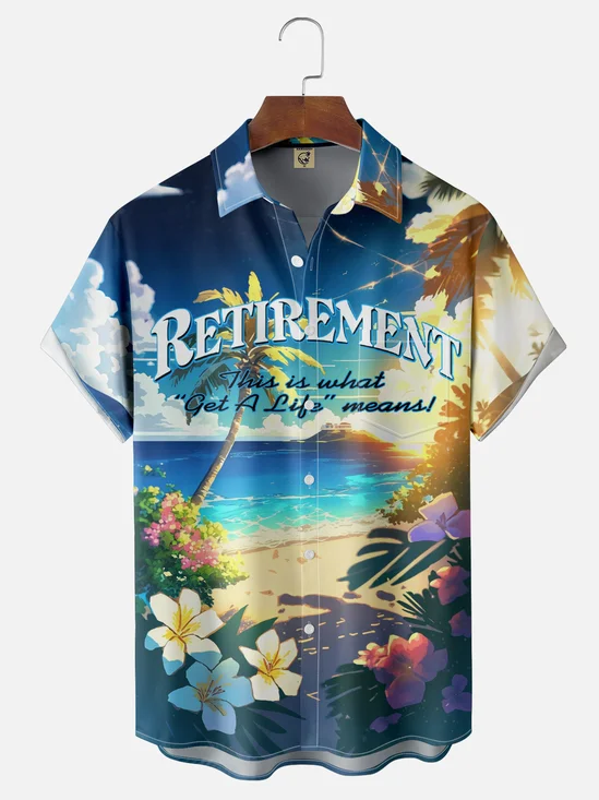 Moisture-wicking Tropical Retirement Get A Life Chest Pocket Hawaiian Shirt