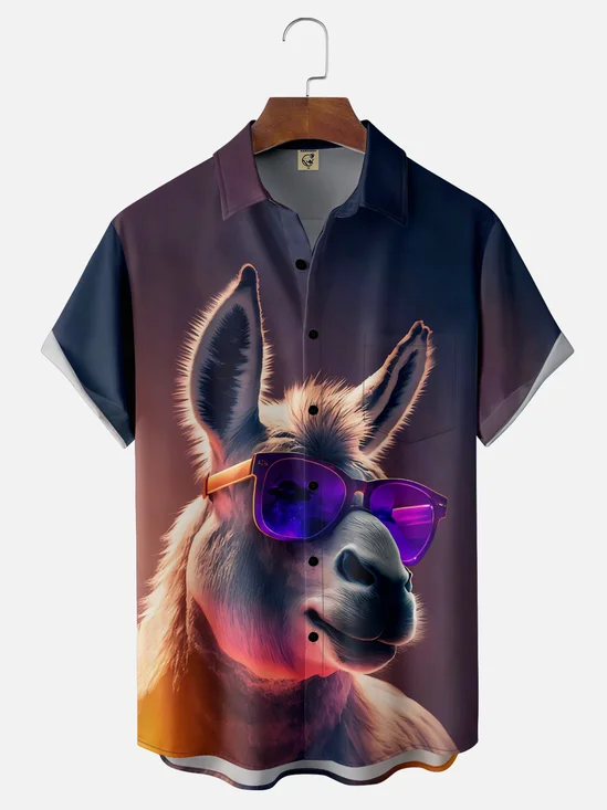 Moisture Wicking Cool Donkey Chest Pocket Hawaiian Shirt