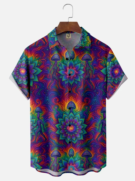 Hardaddy x Yunus Appak Moisture Wicking Abstract Geometric Chest Pocket Hawaiian Shirt