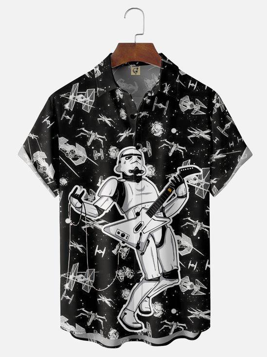 Hardaddy X Contatoeoli Studio Moisture-wicking Star Warrior Playing Guitar Chest Pocket Hawaiian Shirt