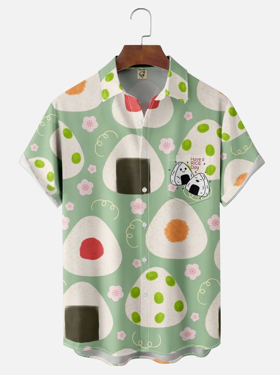 Hardaddy X Kimprut Imut Moisture-wicking Japanese Rice Balls Chest Pocket Resort Shirt