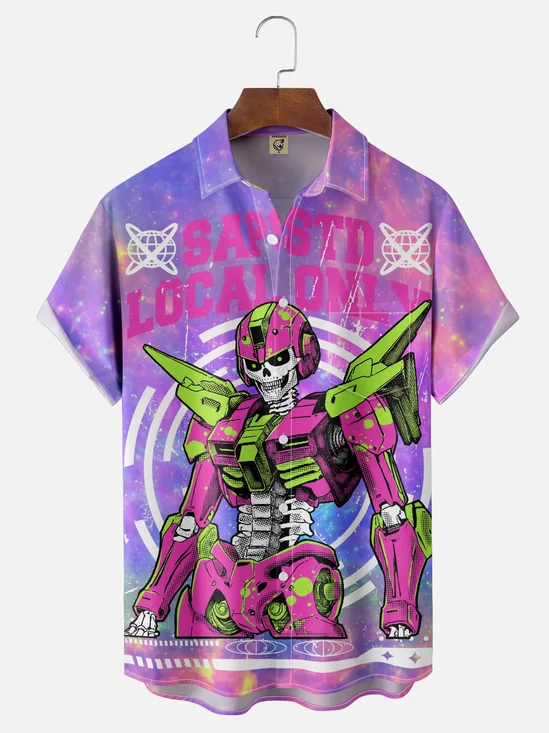 Hardaddy X Muhammad Ilyas Saputro Moisture-wicking Japanese Mecha Gundam Chest Pocket Funky Shirt