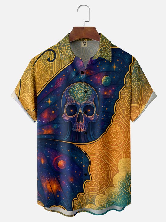 Synthetic Waveforms x Hardaddy Moisture-wicking Skull Butterfly Chest Pocket Hawaiian Shirt