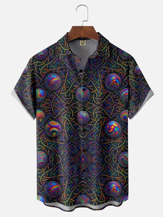 Hardaddy x Yunus Appak Moisture Wicking Abstract Geometric Chest Pocket Hawaiian Shirt