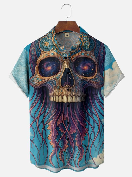 Hardaddy x Yunus Appak Moisture-wicking Crazy Skull Tentacle Chest Pocket Hawaiian Shirt