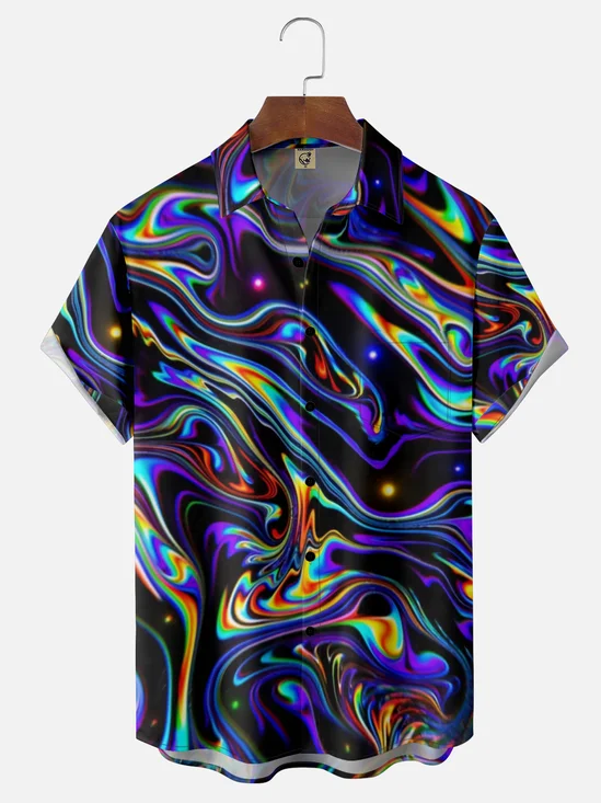 Moisture-wicking Gradient Color Chest Pocket Casual Shirt