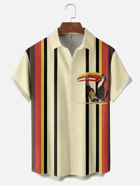 Moisture Wicking Toucan Chest Pocket Bowling Shirt