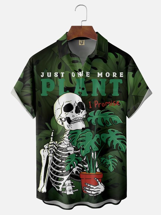 Hardaddy X Kimprut Imut Moisture-wicking Monstera Potted Plants Skull Chest Pocket Hawaiian Shirt