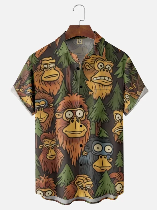 Moisture Wicking Bigfoot Chest Pocket Hawaiian Shirt