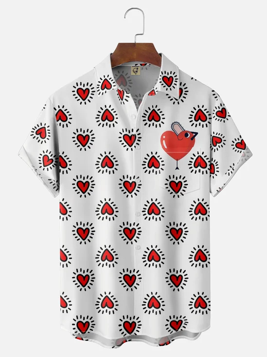 Hardaddy X Contatoeoli Studio Moisture-wicking Heart Chest Pocket Hawaiian Shirt