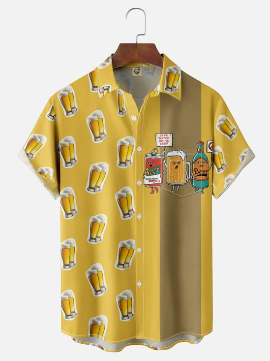 Hardaddy X Coffee Man Moisture Wicking Beer Chest Pocket Hawaiian Shirt
