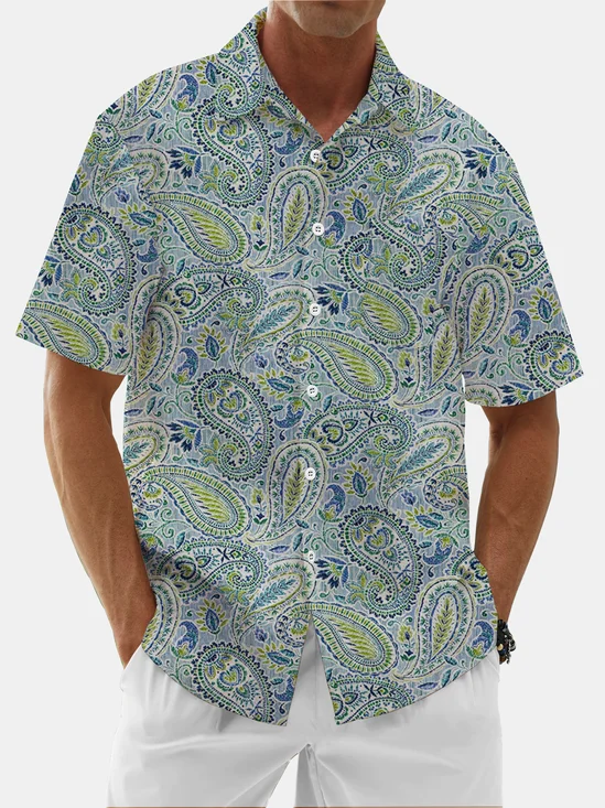 Moisture Wicking Vintage Botanical Cashew Flower Hawaiian Shirt