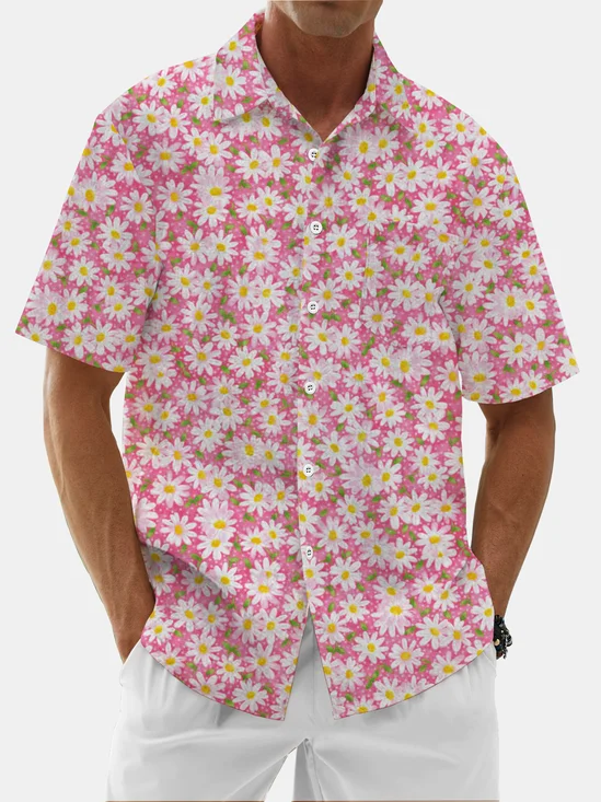 Moisture Wicking Vintage Floral Hawaiian Shirt