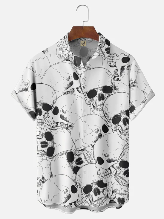 Hardaddy X Valentina Bjekovic Moisture-wicking Music Rock Skull Chest Pocket Casual Shirt
