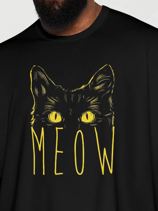 Hardaddy X Balazs Solti Men's Meow Cat Short Sleeve T-shirt Graphic Tee