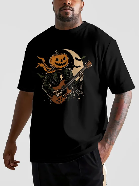 Hardaddy X Contatoeoli Studio Mens Halloween Pumpkin Guitar Short Sleeve T-shirt Graphic Tee