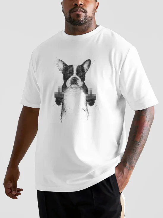 Hardaddy X Balazs Solti Men's F ck Bulldog Short Sleeve T-shirt Graphic Tee