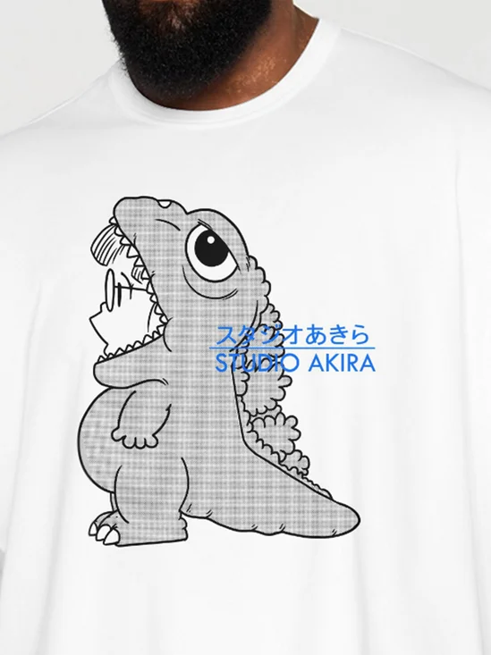 Hardaddy X Contatoeoli Studio Mens Japanese Dinosaur Short Sleeve T-shirt Graphic Tee