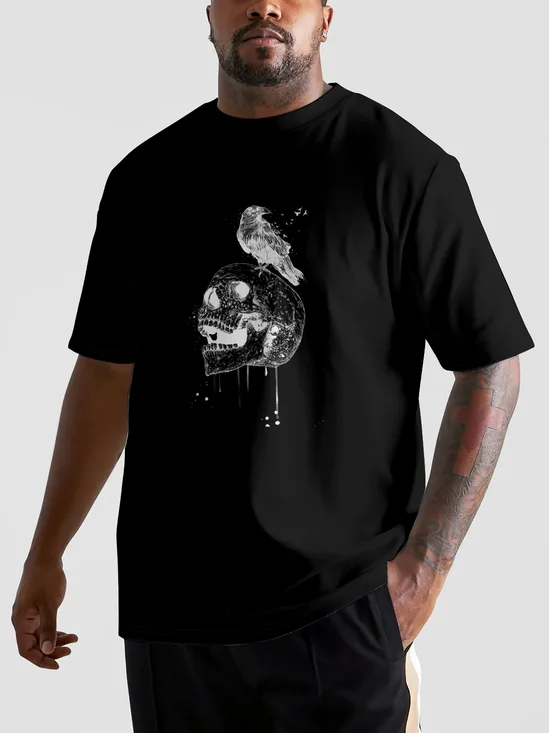 Hardaddy X Balazs Solti Men's Skull Bird Short Sleeve T-shirt Graphic Tee