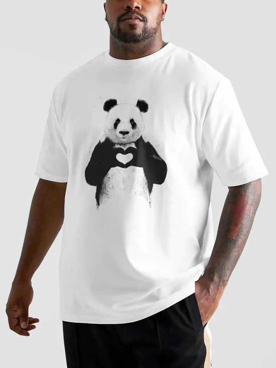 Hardaddy X Balazs Solti Men's Panda Love Short Sleeve T-shirt Graphic Tee