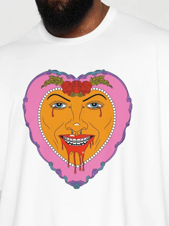 Hardaddy X Motel Gemini Mens Art Heart Face Short Sleeve T-shirt Graphic Tee