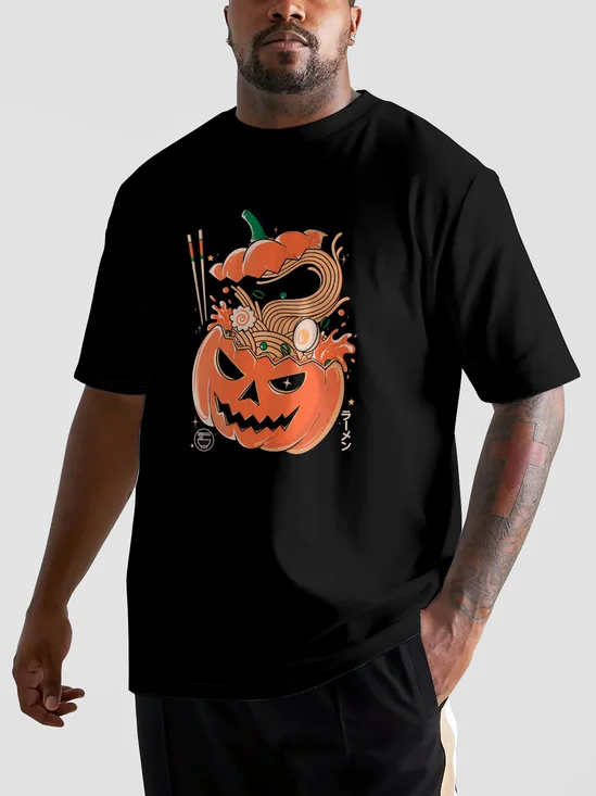 Hardaddy X Contatoeoli Studio Mens Halloween Pumpkin Short Sleeve T-shirt Graphic Tee