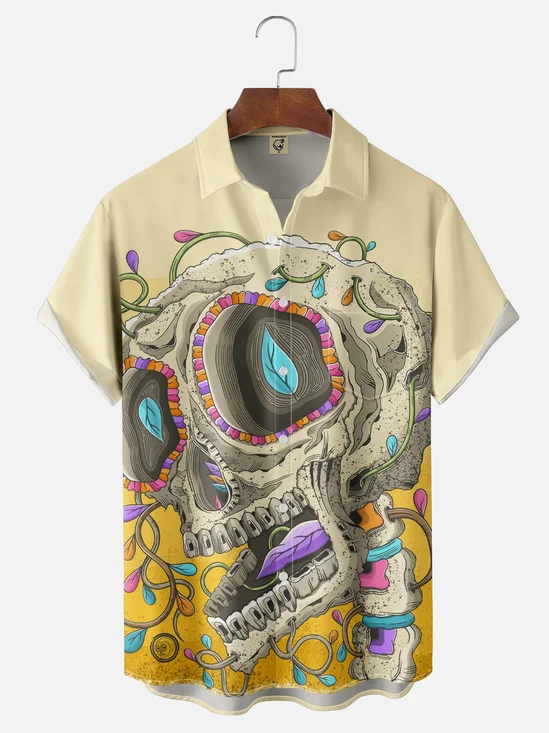 Hardaddy x Woulstain Creado Moisture-wicking Skull Fun Puppet Art Chest Pocket Casual Shirt