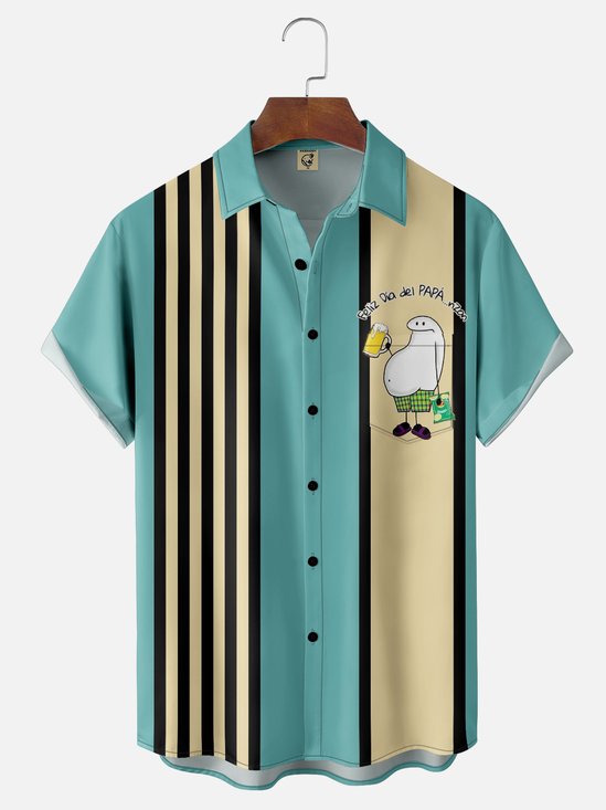 Moisture-wicking Fun Oktoberfest Art Chest Pocket Bowling Shirt