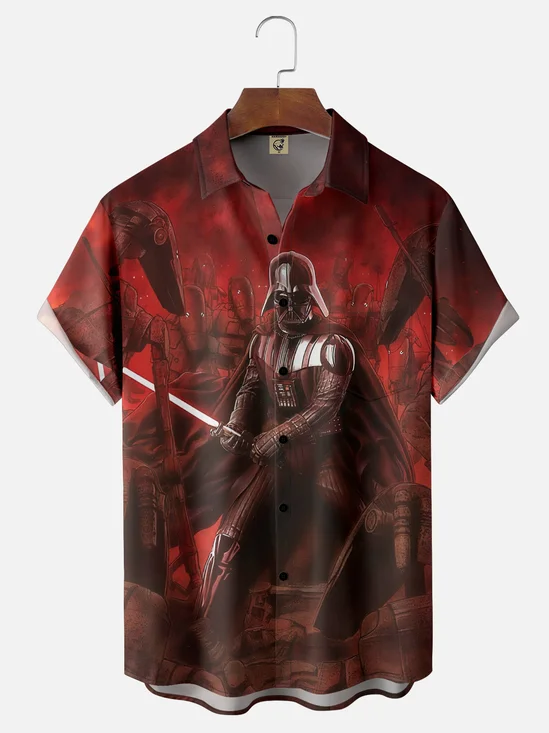 Moisture Wicking Gradient Star Chest Pocket Hawaiian Shirt