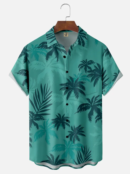 Moisture Wicking GTA Vice City Tommy Vercetti Coconut Tree Chest Pocket Hawaiian Shirt