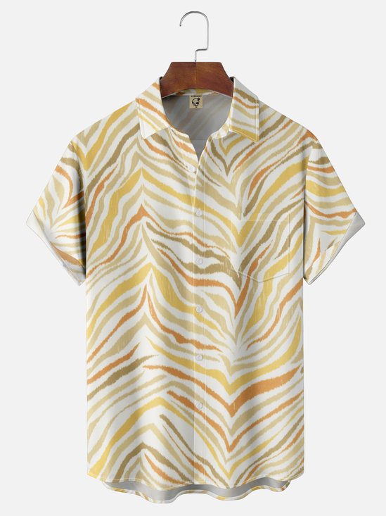 Moisture Wicking Animal Print Leopard Chest Pocket Hawaiian Shirt