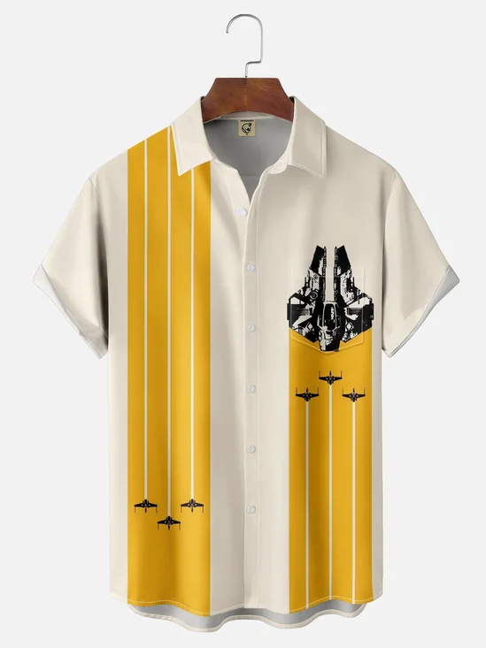 Moisture Wicking Star Fighter Chest Pocket Bowling Shirt