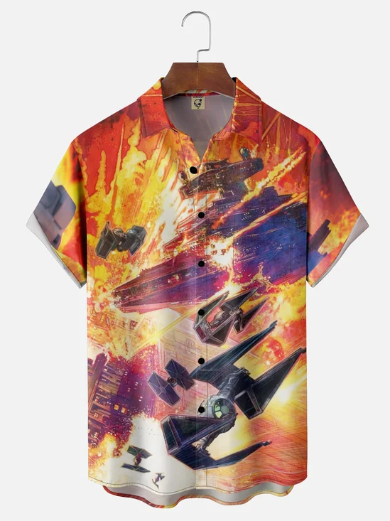 Moisture Wicking Star Chest Pocket Hawaiian Shirt