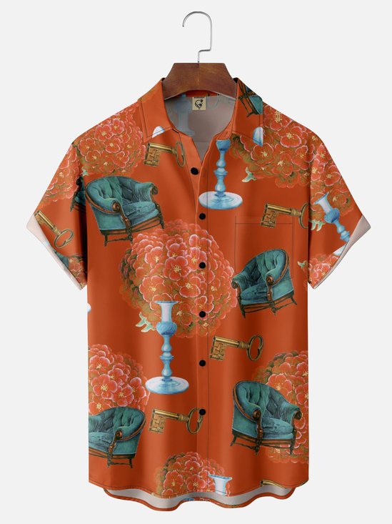 Hardaddy X Emmar Studio Moisture Wicking Vintage Floral Sofa Chest Pocket Hawaiian Shirt